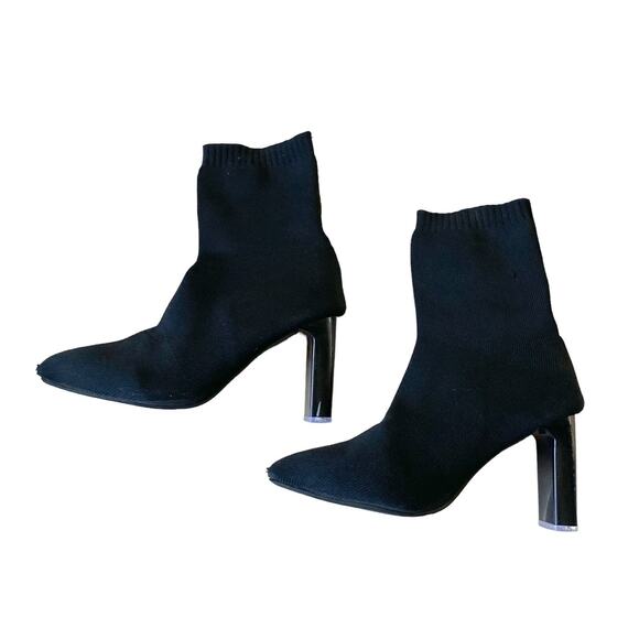 SHEIN Womens Size US 8 EU 39 Black Pointed Toe Knitted High Heel Shoes Boots - Picture 2 of 8